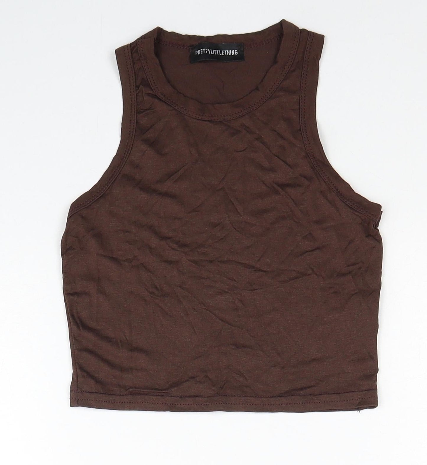 Womens UK Size 4 PRETTYLITTLETHING Brown Basic Tank