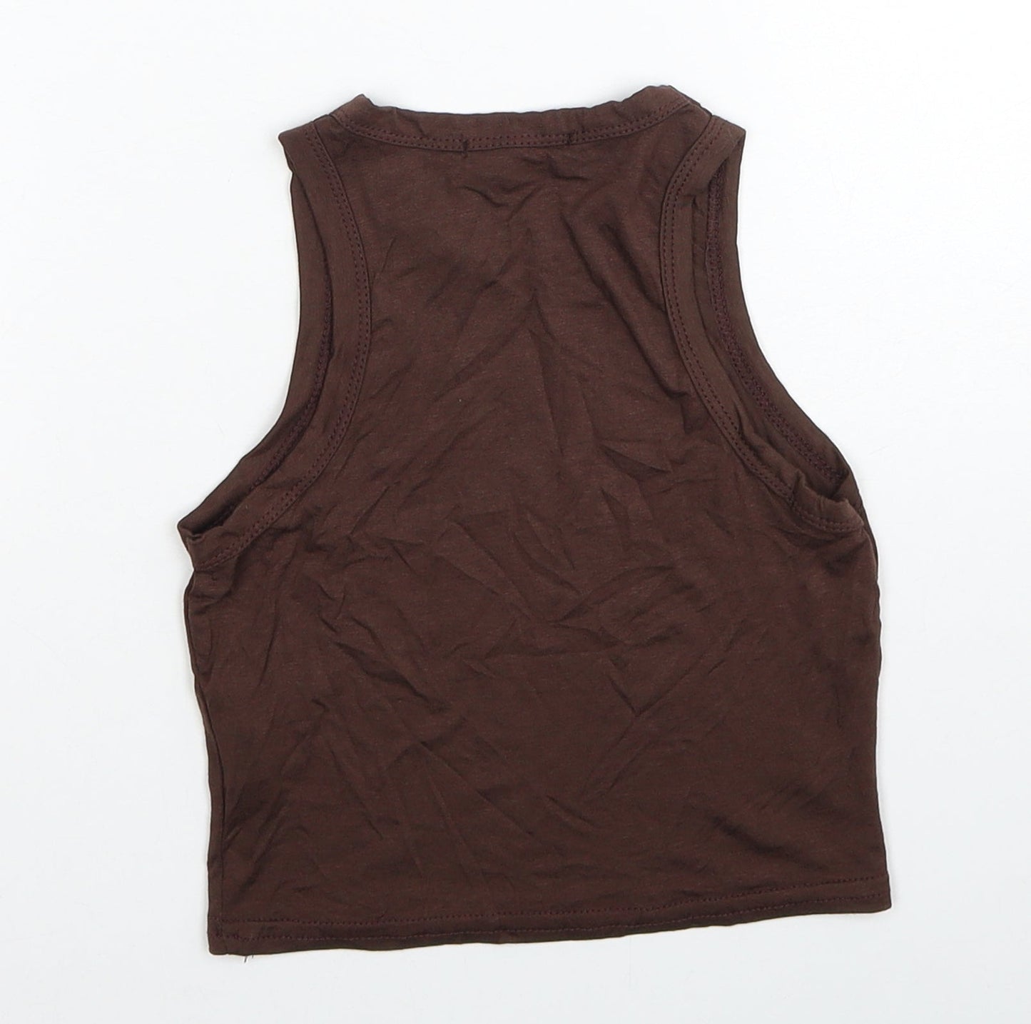Womens UK Size 4 PRETTYLITTLETHING Brown Basic Tank