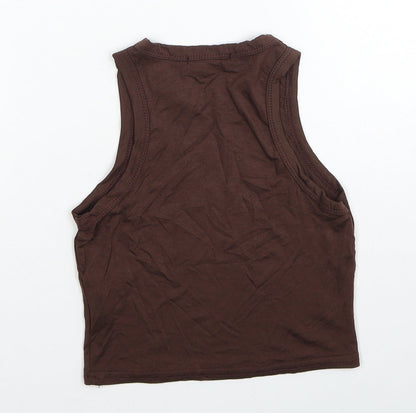 Womens UK Size 4 PRETTYLITTLETHING Brown Basic Tank