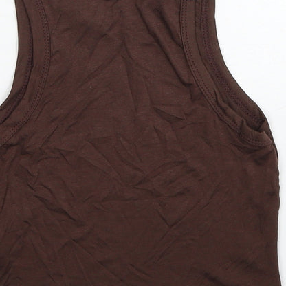 Womens UK Size 4 PRETTYLITTLETHING Brown Basic Tank