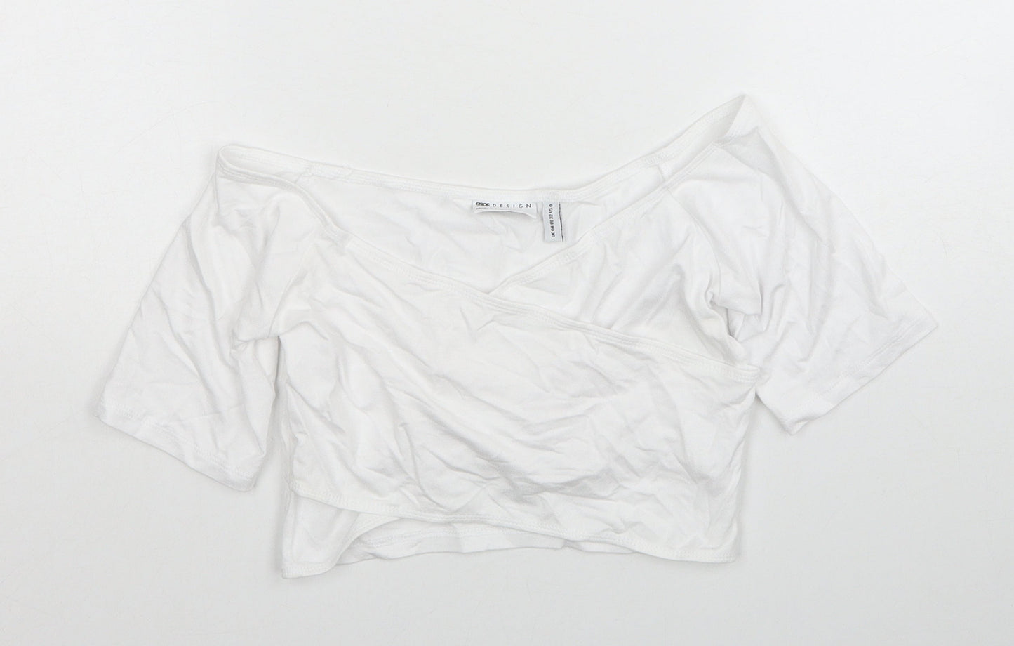 Womens UK Size 4 ASOS White Cropped T-Shirt