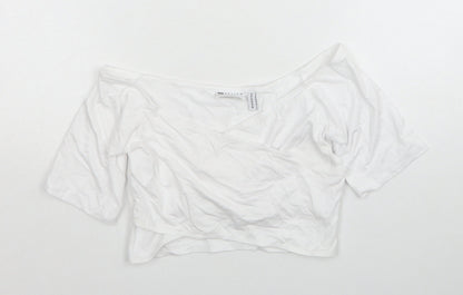 Womens UK Size 4 ASOS White Cropped T-Shirt