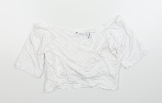 Womens UK Size 4 ASOS White Cropped T-Shirt