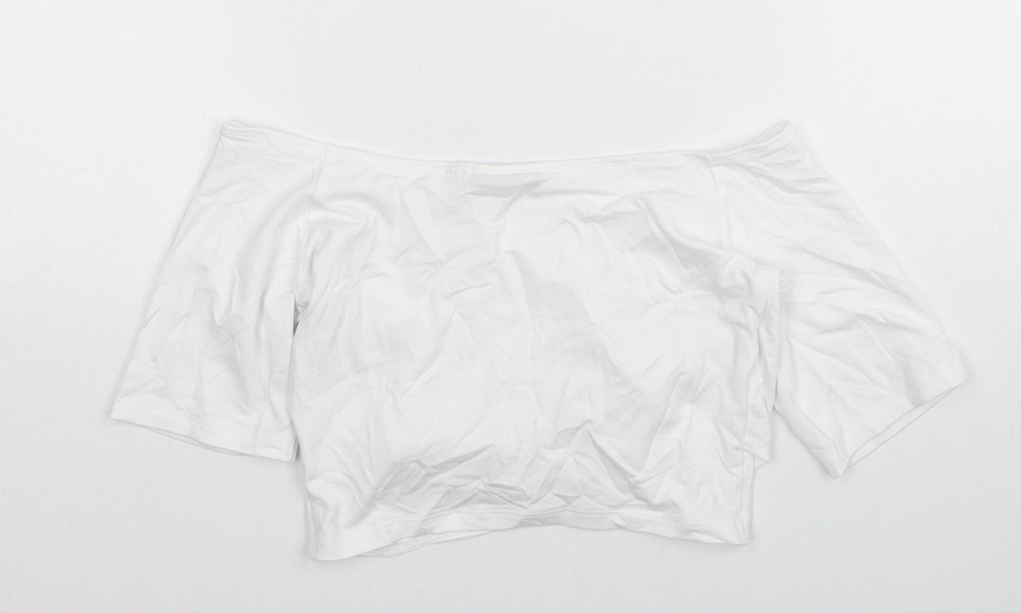 Womens UK Size 4 ASOS White Cropped T-Shirt