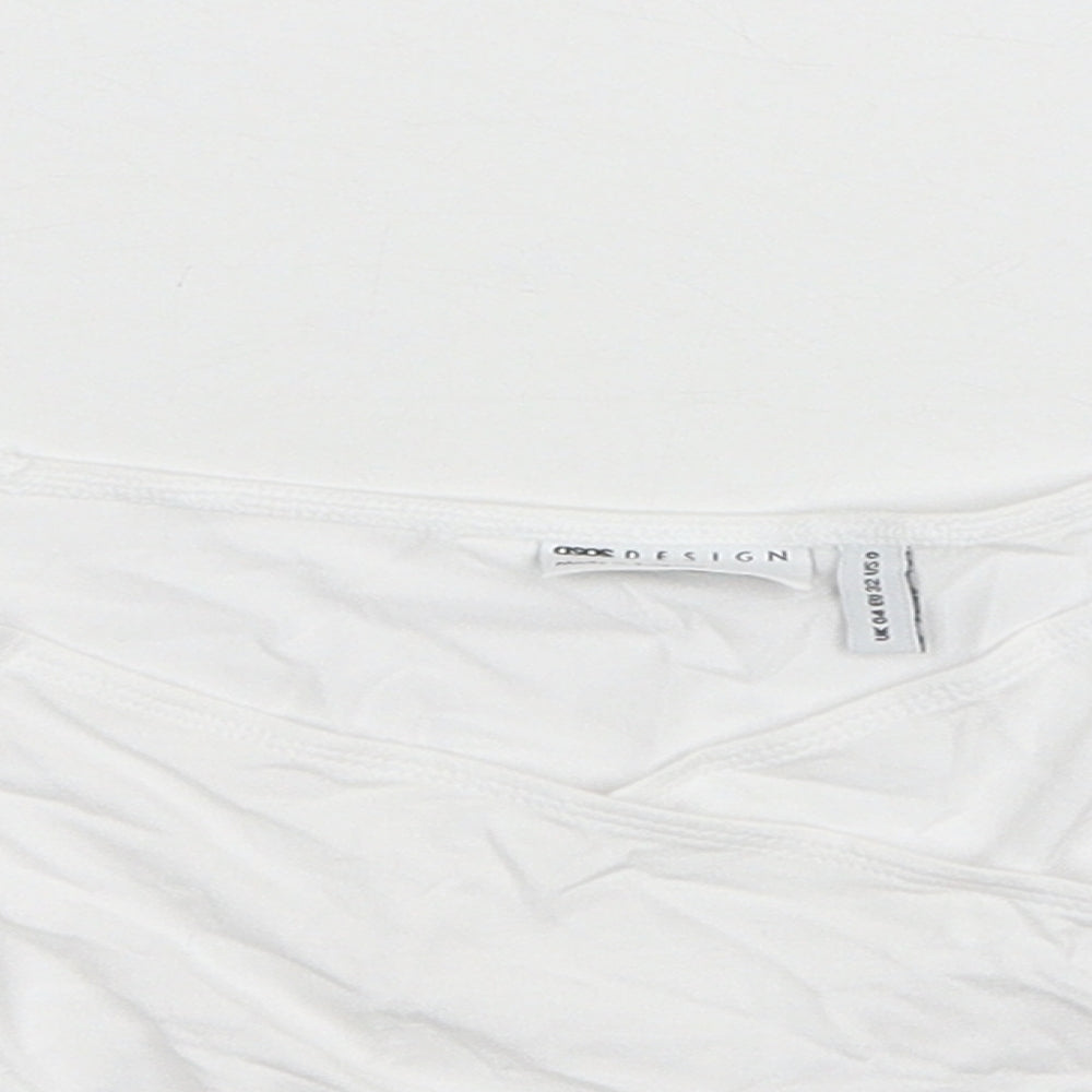 Womens UK Size 4 ASOS White Cropped T-Shirt