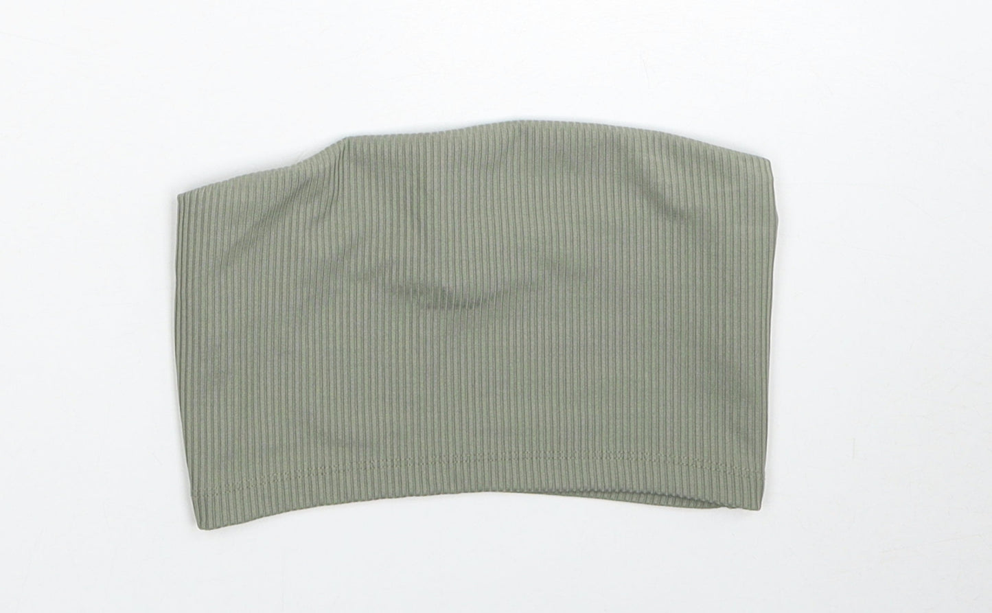 Primark Womens Green Polyester Cropped Tank Size 2XS Off the Shoulder