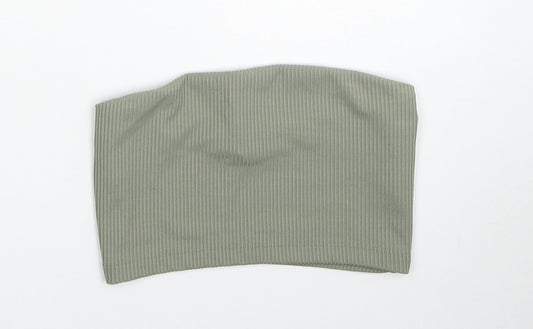 Primark Womens Green Polyester Cropped Tank Size 2XS Off the Shoulder
