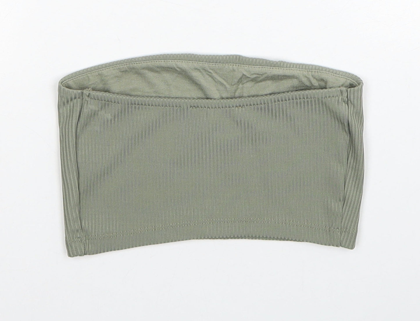 Primark Womens Green Polyester Cropped Tank Size 2XS Off the Shoulder