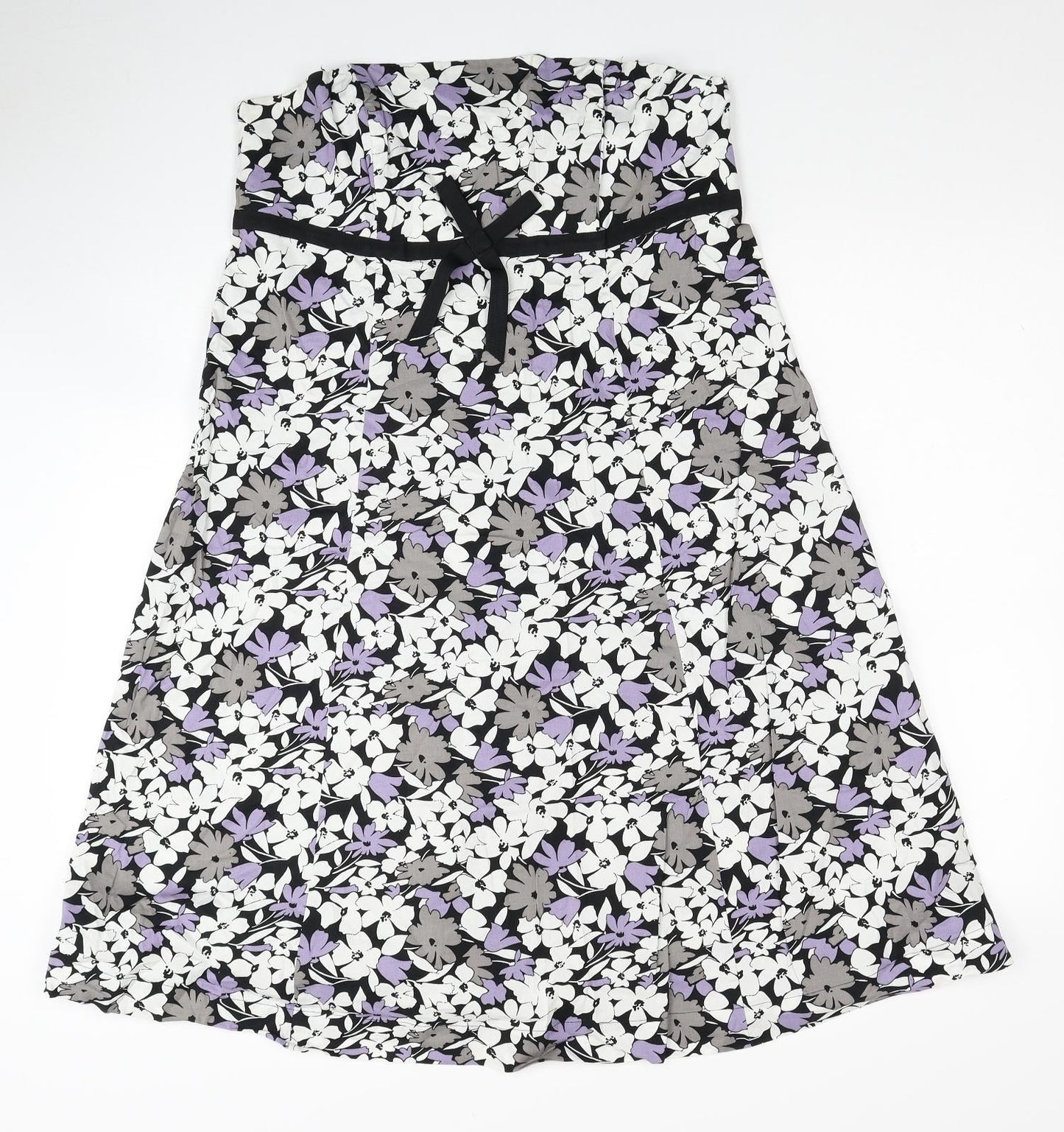 F&F Womens Multicoloured Floral Cotton Trapeze & Swing Size 16 Off the Shoulder Zip