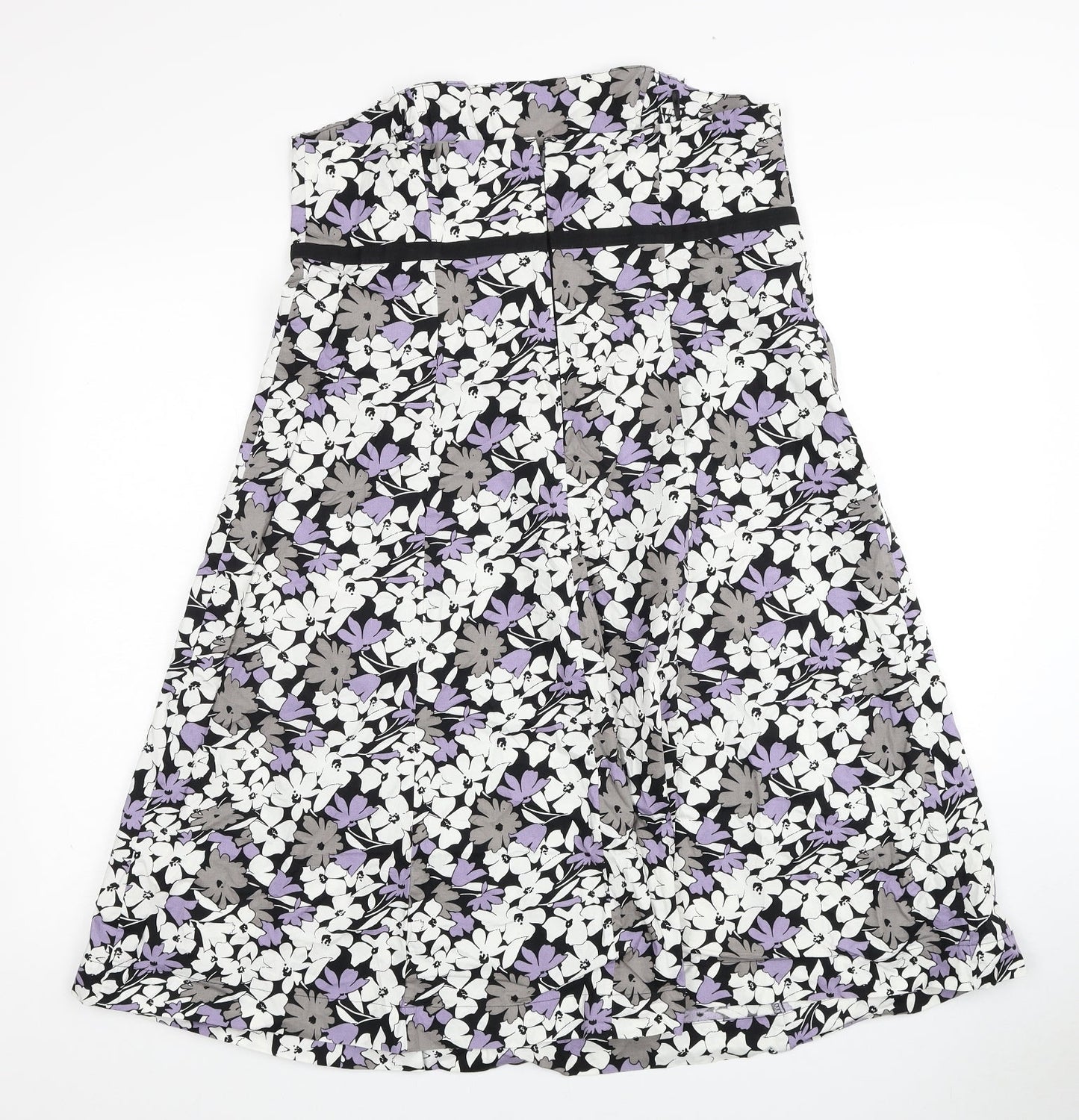 F&F Womens Multicoloured Floral Cotton Trapeze & Swing Size 16 Off the Shoulder Zip