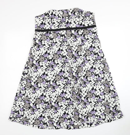 F&F Womens Multicoloured Floral Cotton Trapeze & Swing Size 16 Off the Shoulder Zip