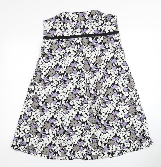 F&F Womens Multicoloured Floral Cotton Trapeze & Swing Size 16 Off the Shoulder Zip