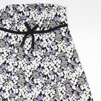 F&F Womens Multicoloured Floral Cotton Trapeze & Swing Size 16 Off the Shoulder Zip