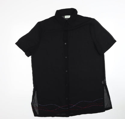Womens UK Size 14 Resort Black Basic Button-Up
