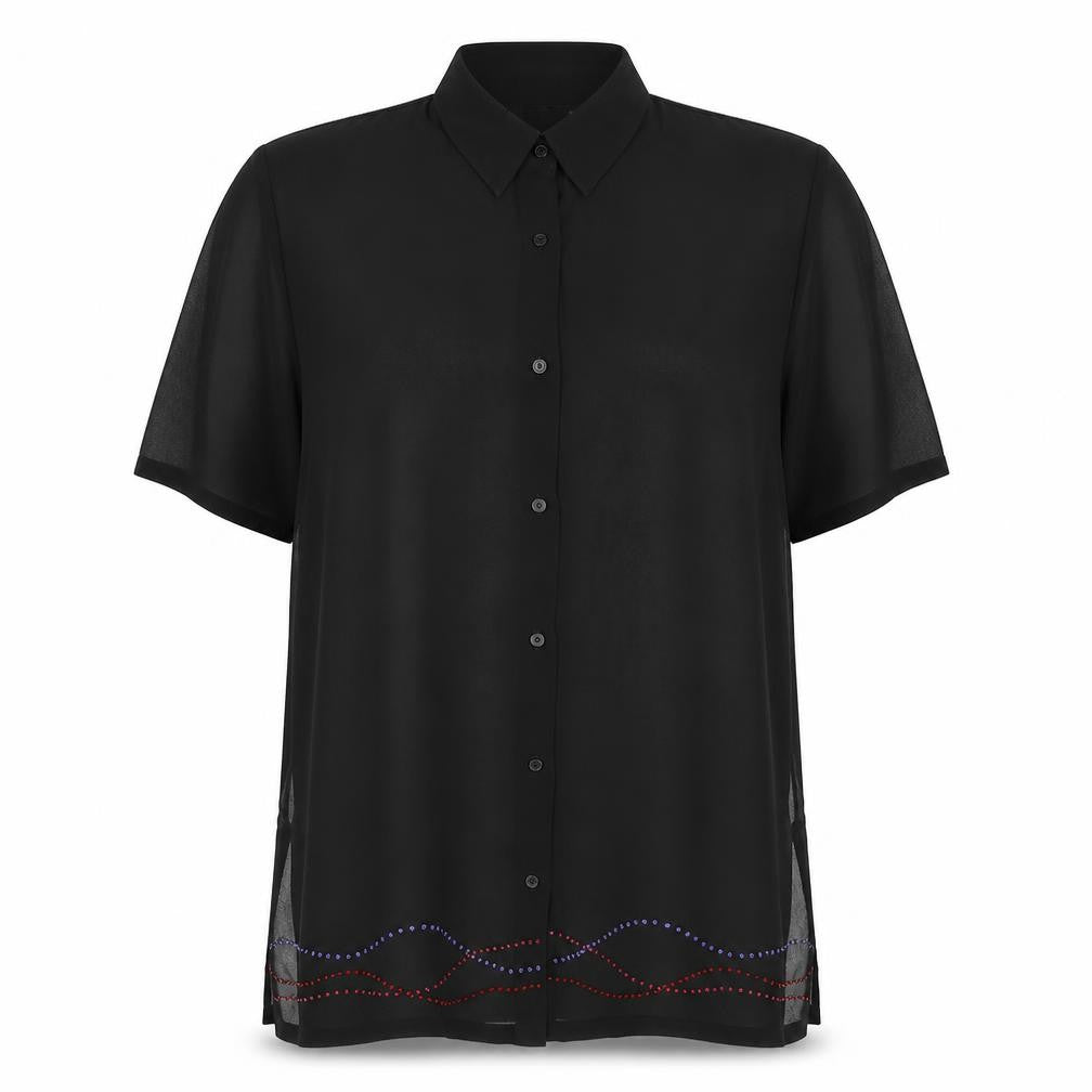 Womens UK Size 14 Resort Black Basic Button-Up