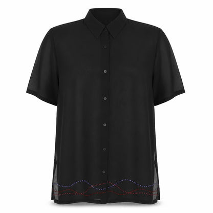 Womens UK Size 14 Resort Black Basic Button-Up
