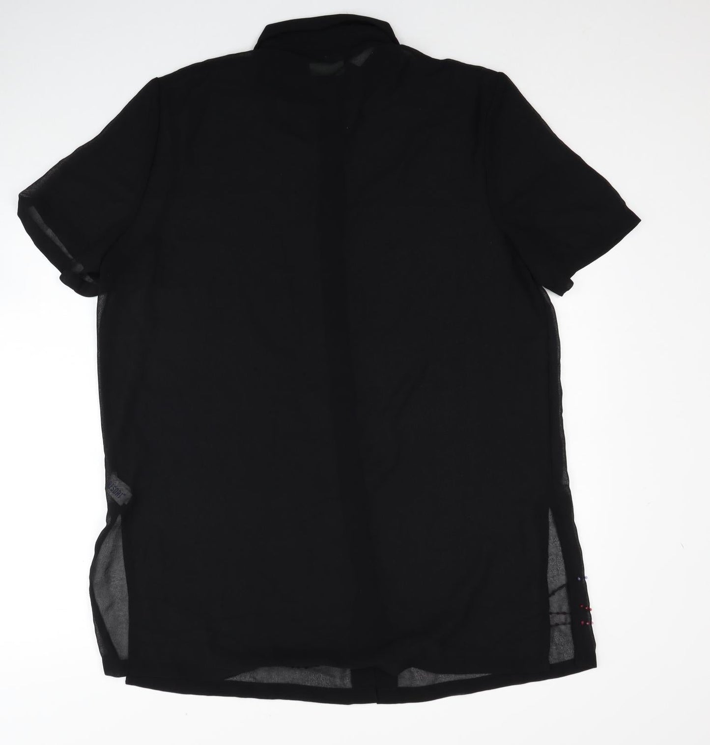 Womens UK Size 14 Resort Black Basic Button-Up