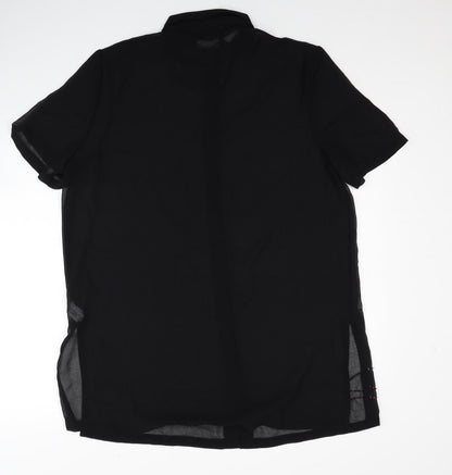 Womens UK Size 14 Resort Black Basic Button-Up
