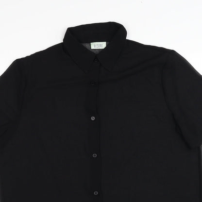 Womens UK Size 14 Resort Black Basic Button-Up
