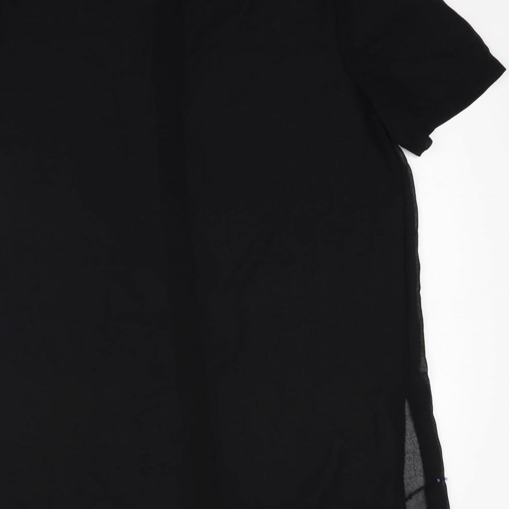 Womens UK Size 14 Resort Black Basic Button-Up