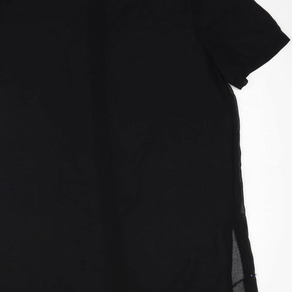 Womens UK Size 14 Resort Black Basic Button-Up