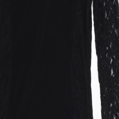 Savoir Womens Black Polyester Bodycon Size 10 Cowl Neck Pullover - Lace Sleeves