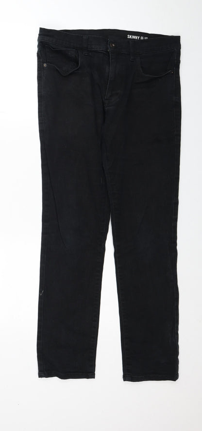 Denim Works Mens Black Cotton Skinny Jeans Size 32 in L30 in Slim Zip