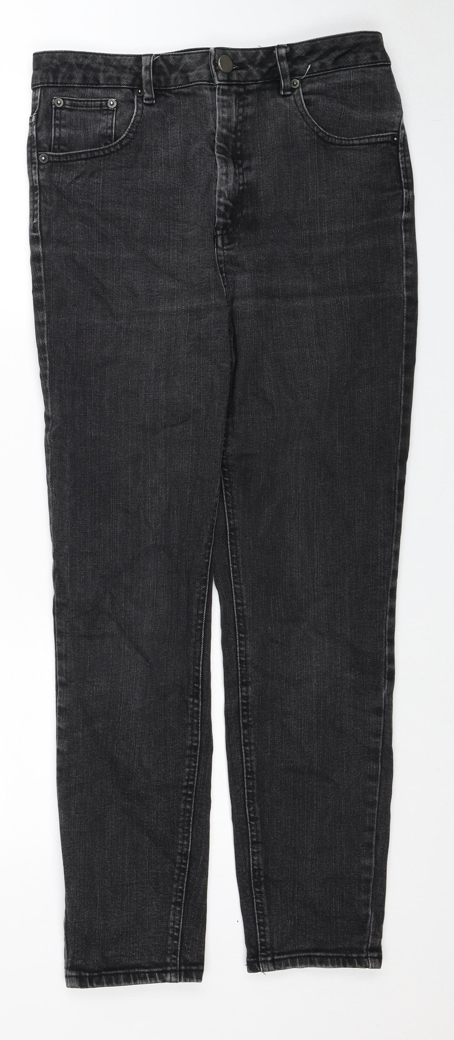 ASOS Womens Black Cotton Straight Jeans Size 30 in L32 in Regular Zip