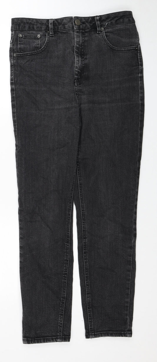 ASOS Womens Black Cotton Straight Jeans Size 30 in L32 in Regular Zip