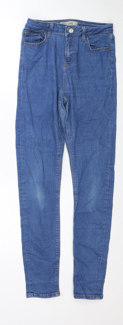 Topshop Womens Blue Cotton Skinny Jeans Size 30 in L32 in Regular Zip