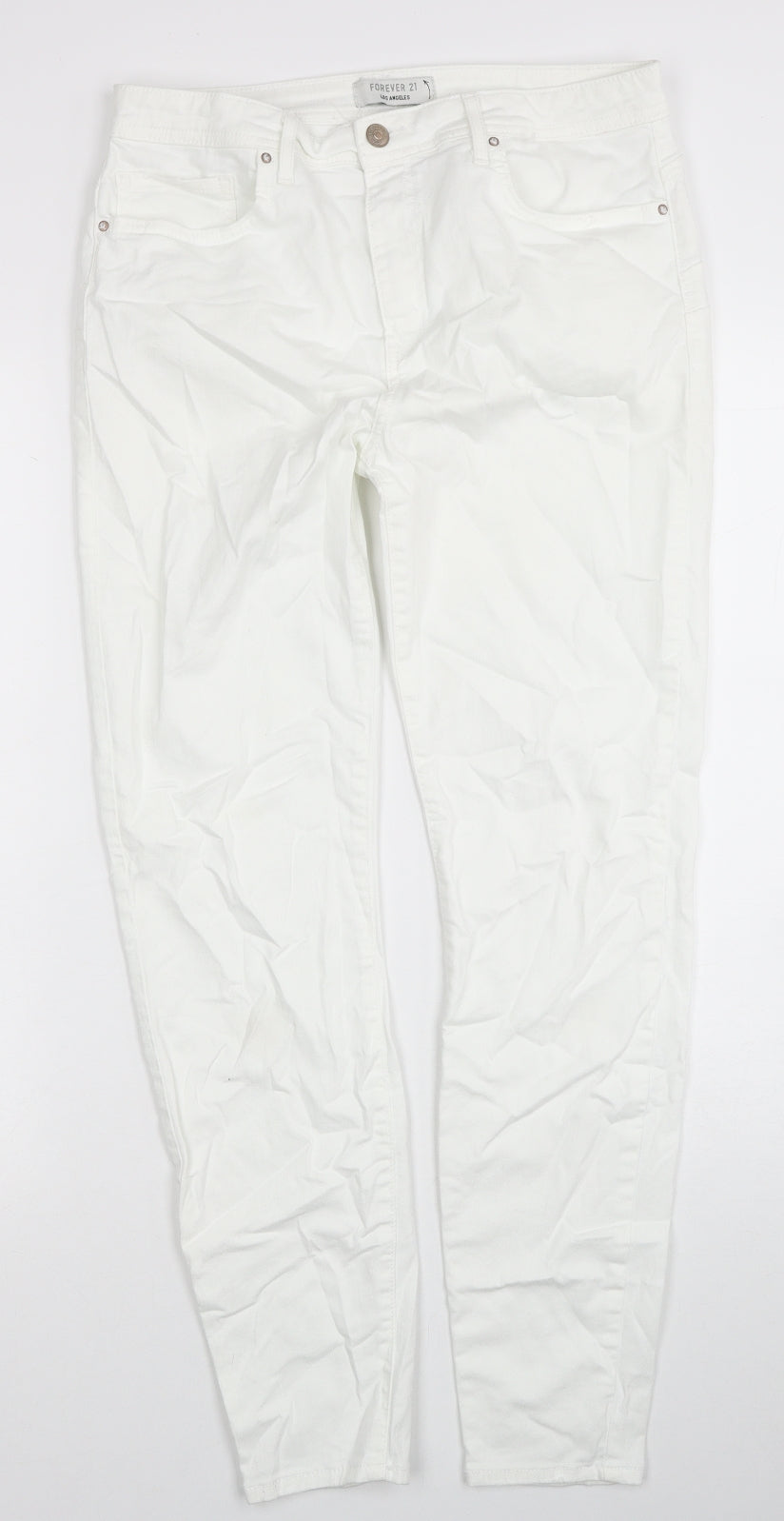 FOREVER 21 Womens White Cotton Skinny Jeans Size 30 Regular Zip