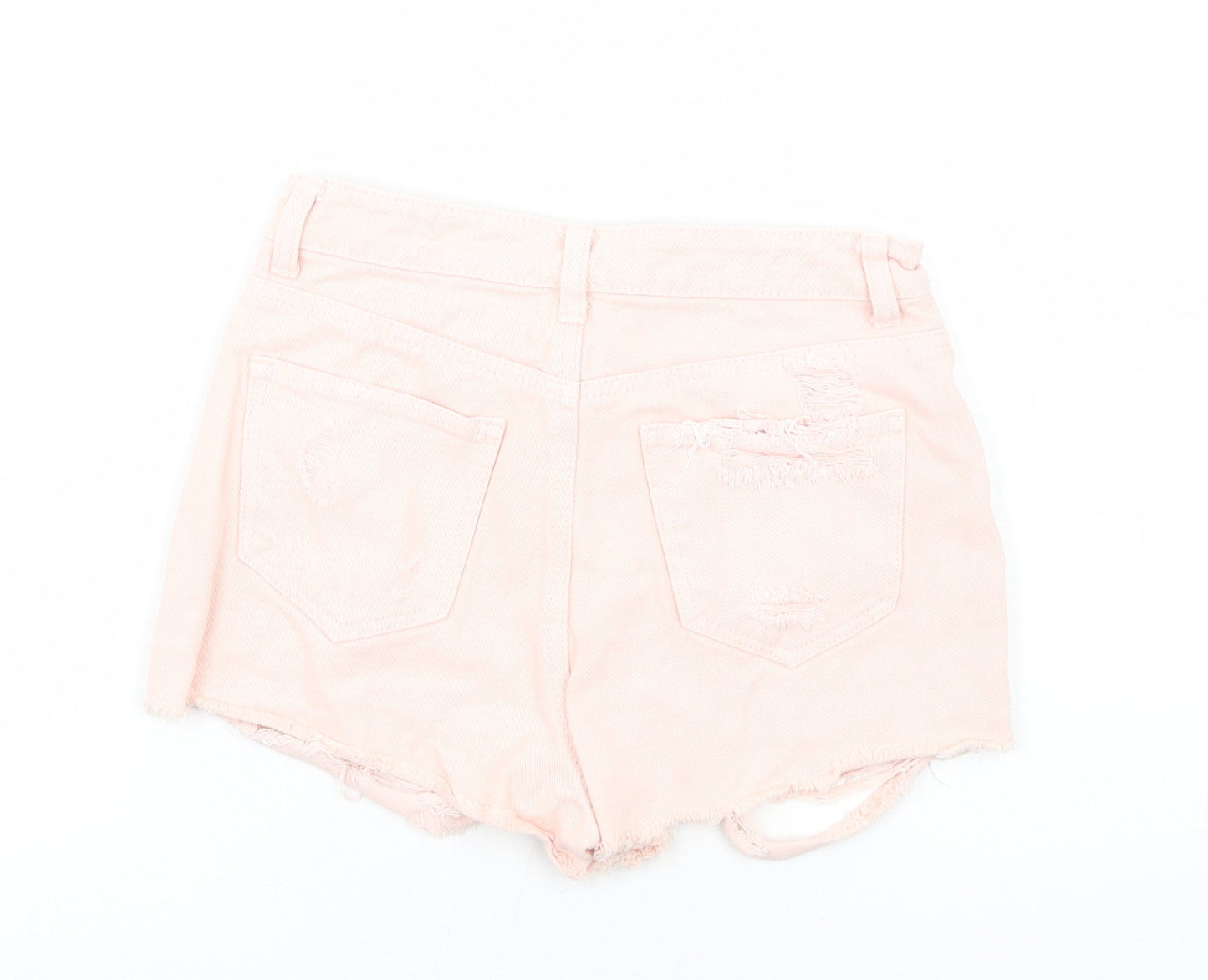 Primark Womens Pink Cotton Cut-Off Shorts Size 6 Regular Zip