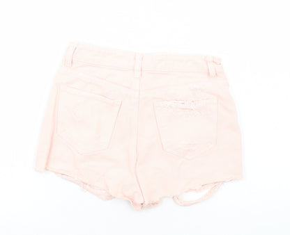 Primark Womens Pink Cotton Cut-Off Shorts Size 6 Regular Zip