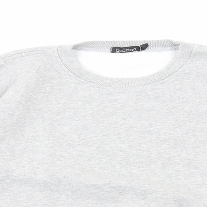 Boohoo Womens Grey Cotton Pullover Sweatshirt Size 6 Pullover - Love Heart