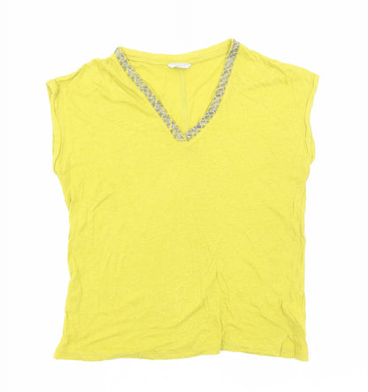 Womens UK Size S Monsoon Yellow Basic T-Shirt