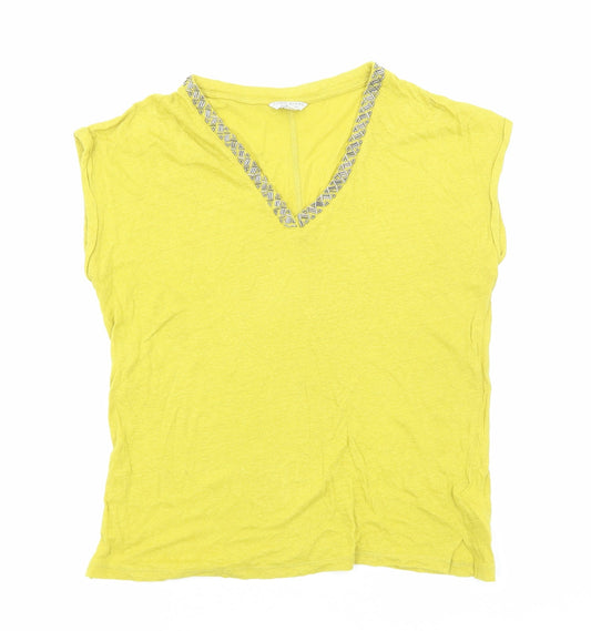 Womens UK Size S Monsoon Yellow Basic T-Shirt
