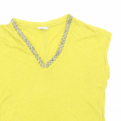 Womens UK Size S Monsoon Yellow Basic T-Shirt