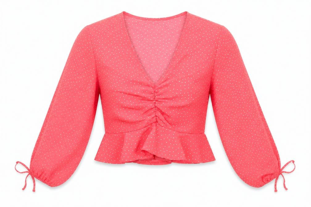 Womens UK Size 4 Primark Red Cropped Blouse
