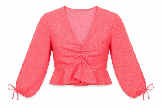 Womens UK Size 4 Primark Red Cropped Blouse