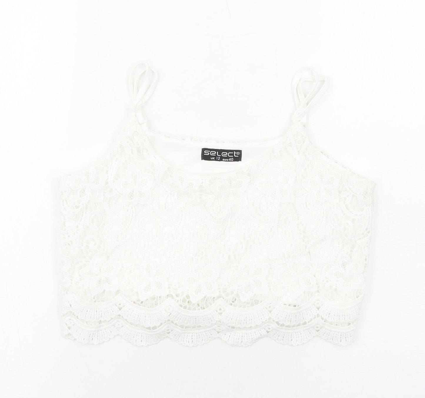Womens UK Size 12 Select White Cropped Tank