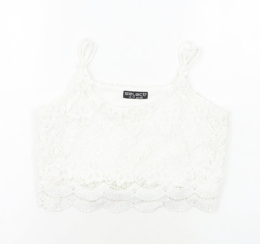 Womens UK Size 12 Select White Cropped Tank