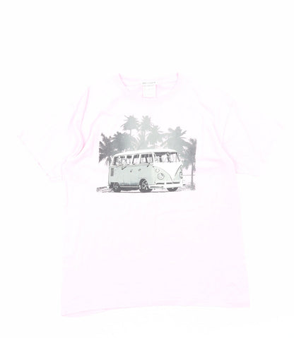 Old Classics Rule Womens Pink Cotton Basic T-Shirt Size XL Round Neck - Volksawagen Camper Van