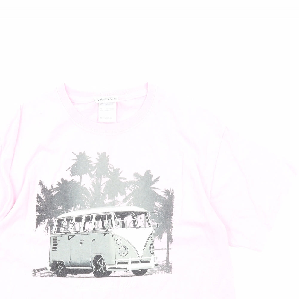 Old Classics Rule Womens Pink Cotton Basic T-Shirt Size XL Round Neck - Volksawagen Camper Van