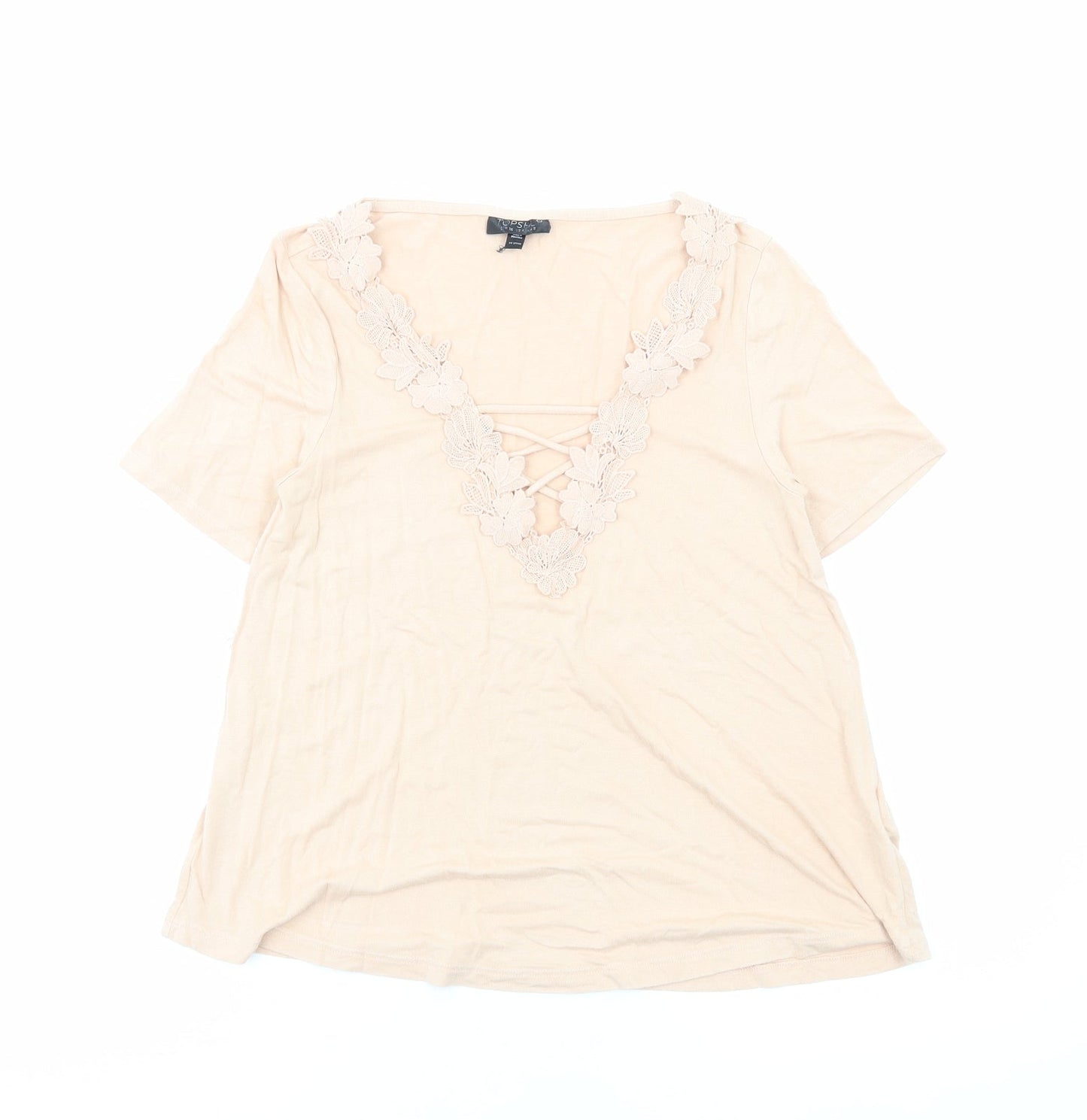 Womens UK Size 8 Topshop Beige Basic T-Shirt