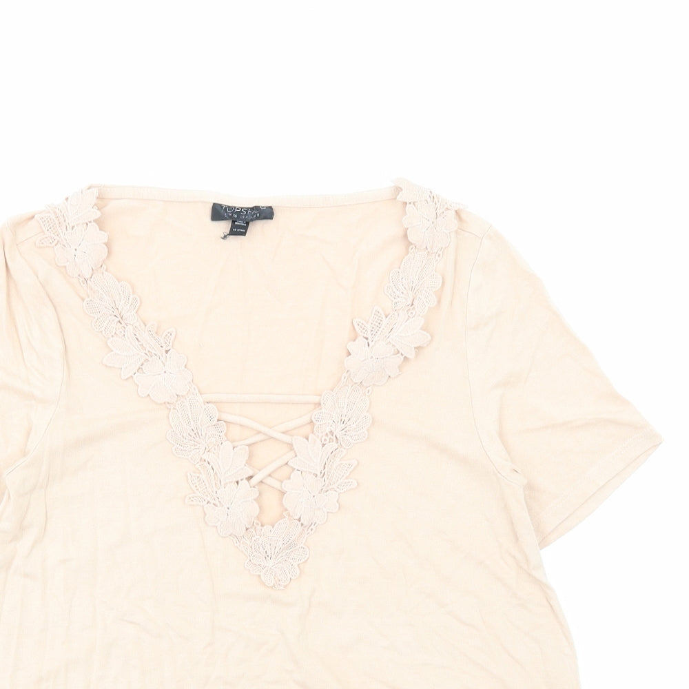 Womens UK Size 8 Topshop Beige Basic T-Shirt