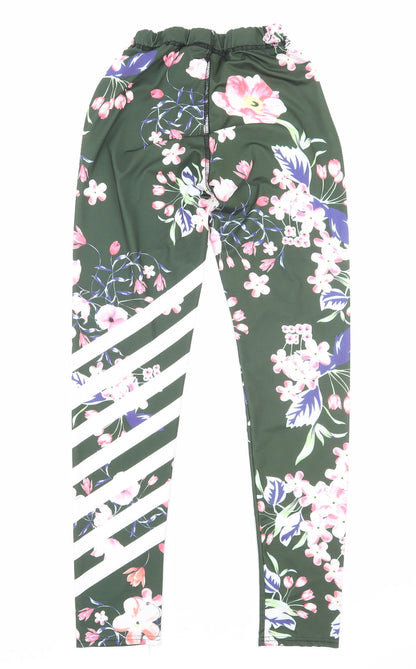 Tianxuan Womens Green Floral Polyamide Jogger Trousers Size S Regular Pullover