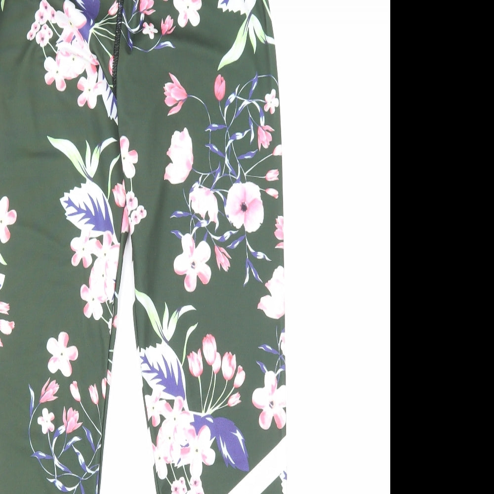Tianxuan Womens Green Floral Polyamide Jogger Trousers Size S Regular Pullover