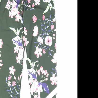 Tianxuan Womens Green Floral Polyamide Jogger Trousers Size S Regular Pullover