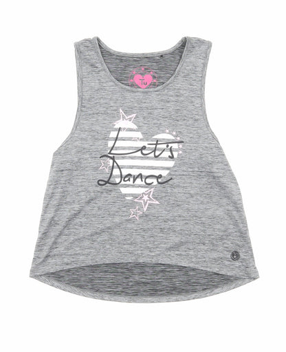 TU Girls Grey Polyamide Basic Tank Size 12 Years Scoop Neck Pullover - Let's Dance
