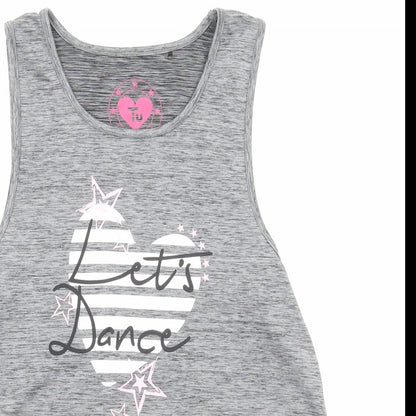 TU Girls Grey Polyamide Basic Tank Size 12 Years Scoop Neck Pullover - Let's Dance